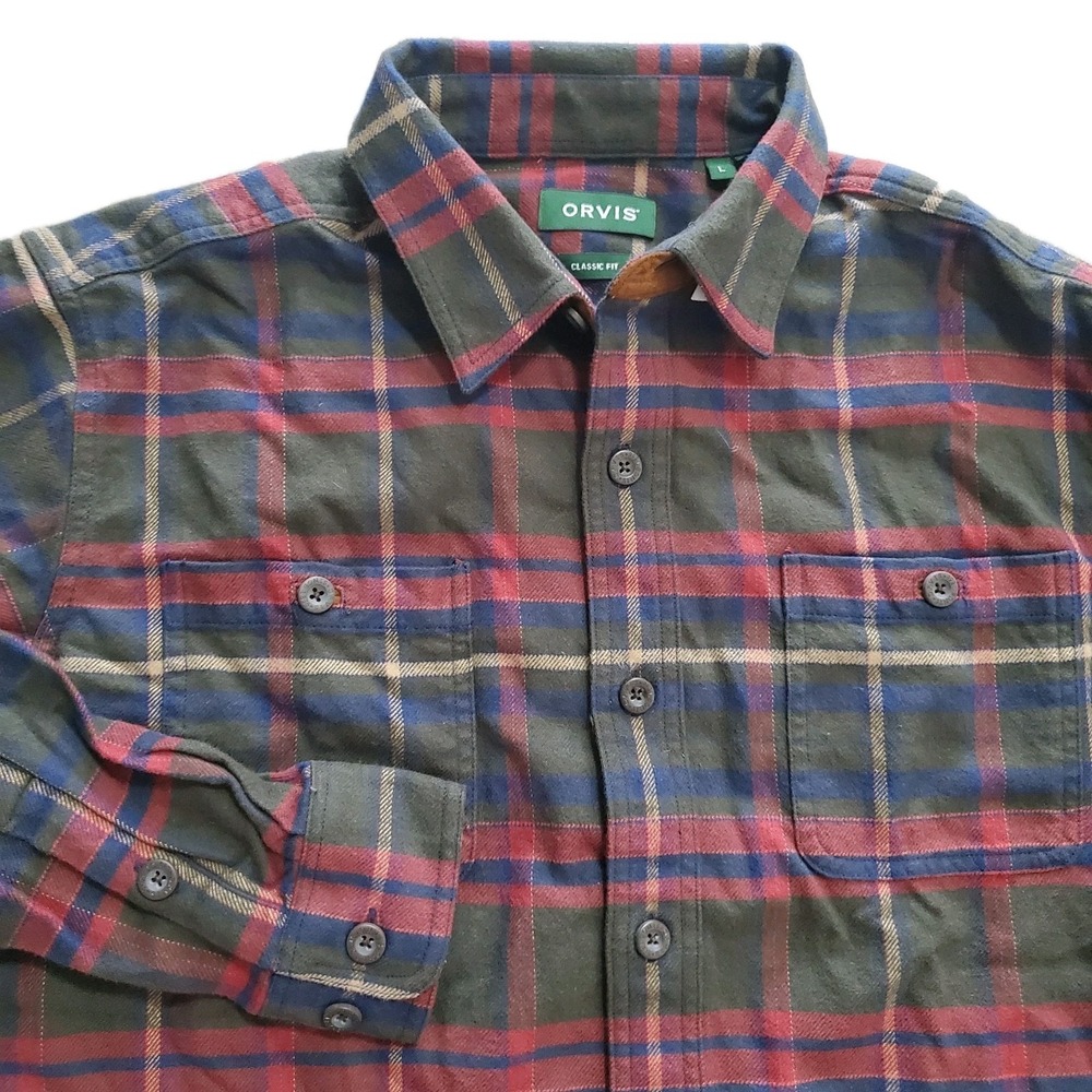 ORVIS Men's Classic Flannel Plaid Long Sleeve Button Down Shirt Large NWT New